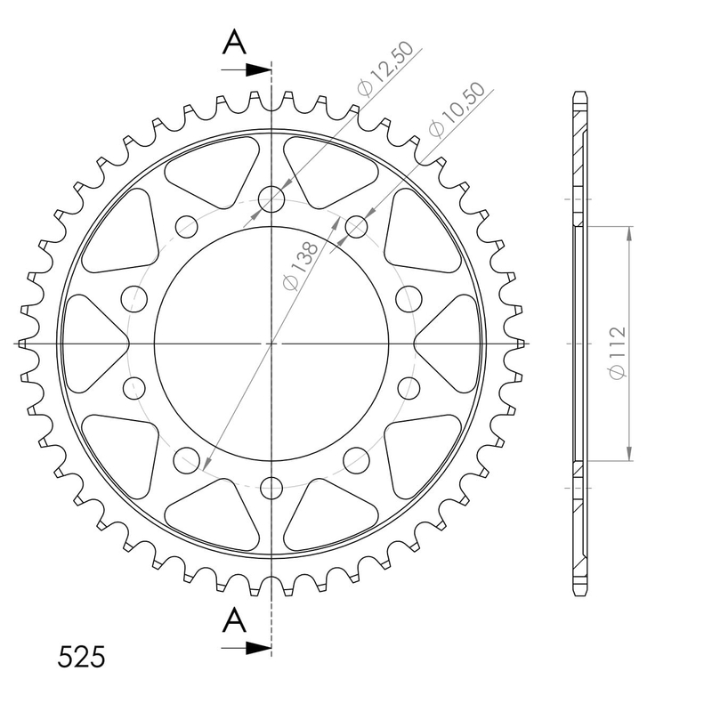 Rear sprocket SUPERSPROX black 45T, 525