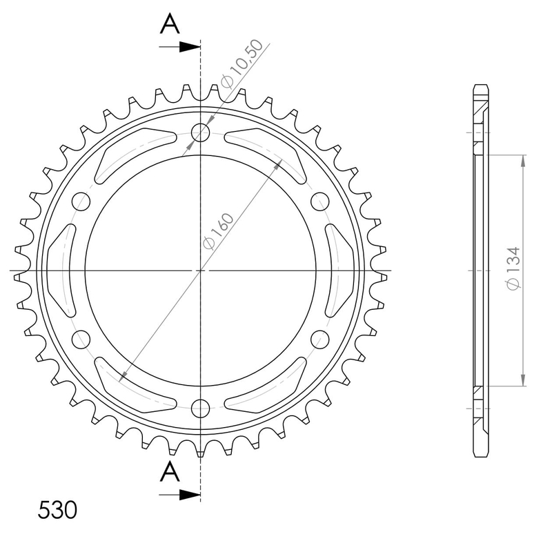 Rear sprocket SUPERSPROX black 42T, 530