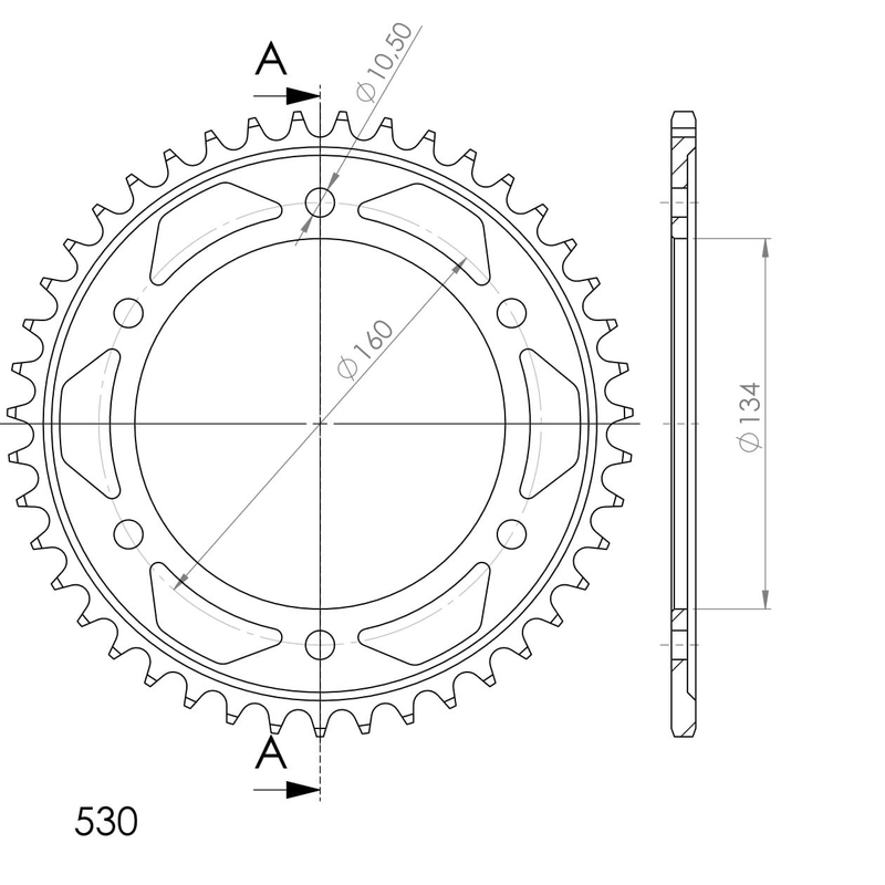 Rear sprocket SUPERSPROX black 43T, 530