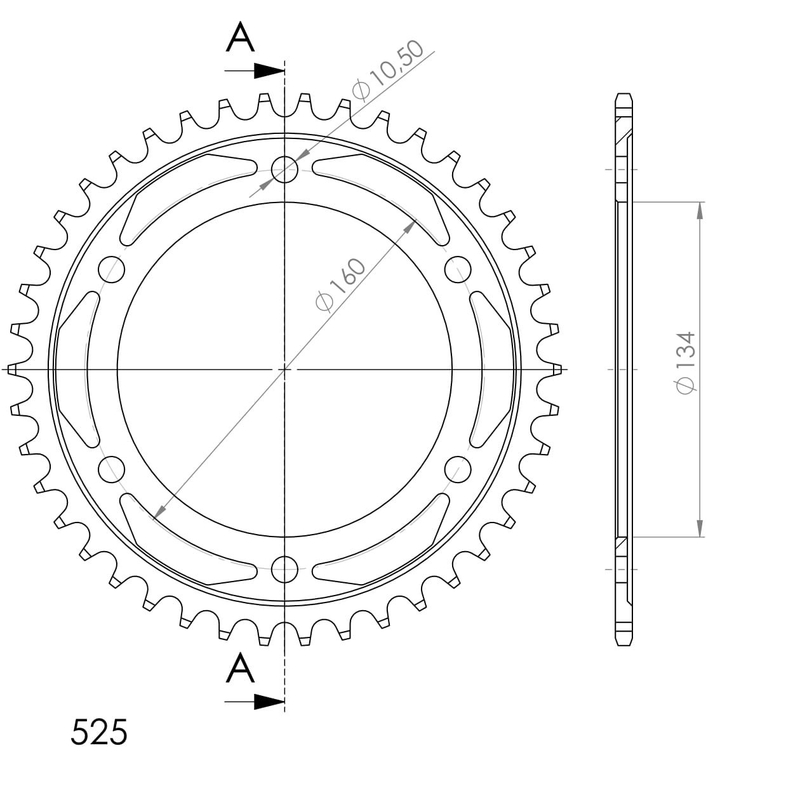 Rear sprocket SUPERSPROX black 42T, 525