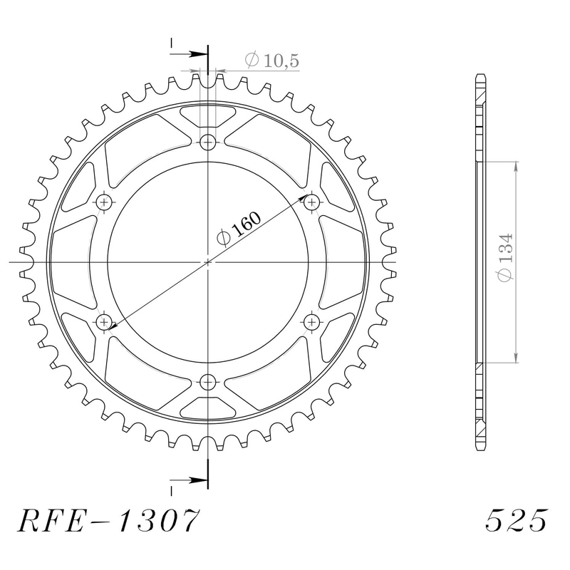 Rear sprocket SUPERSPROX black 45T, 525