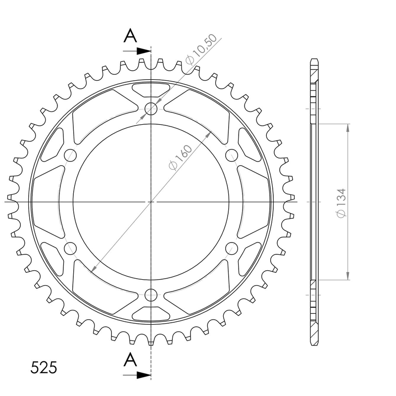 Rear sprocket SUPERSPROX black 47T, 525