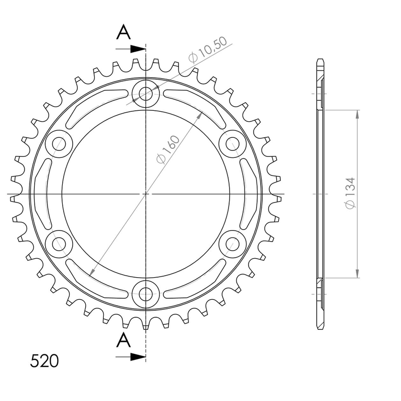 Rear sprocket SUPERSPROX black 41T, 520