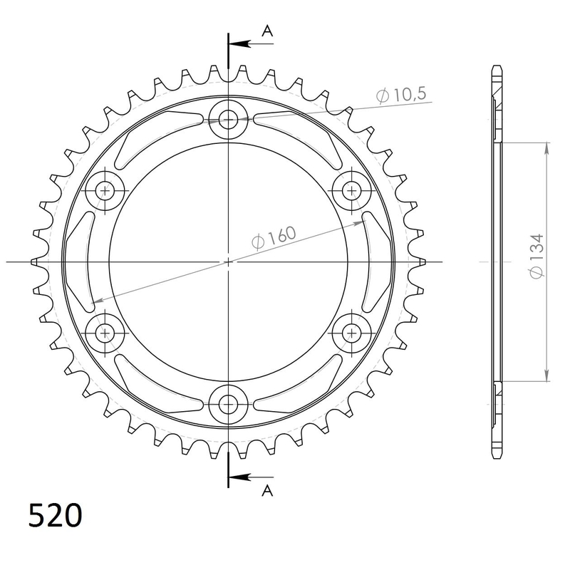 Rear sprocket SUPERSPROX black 42T, 520