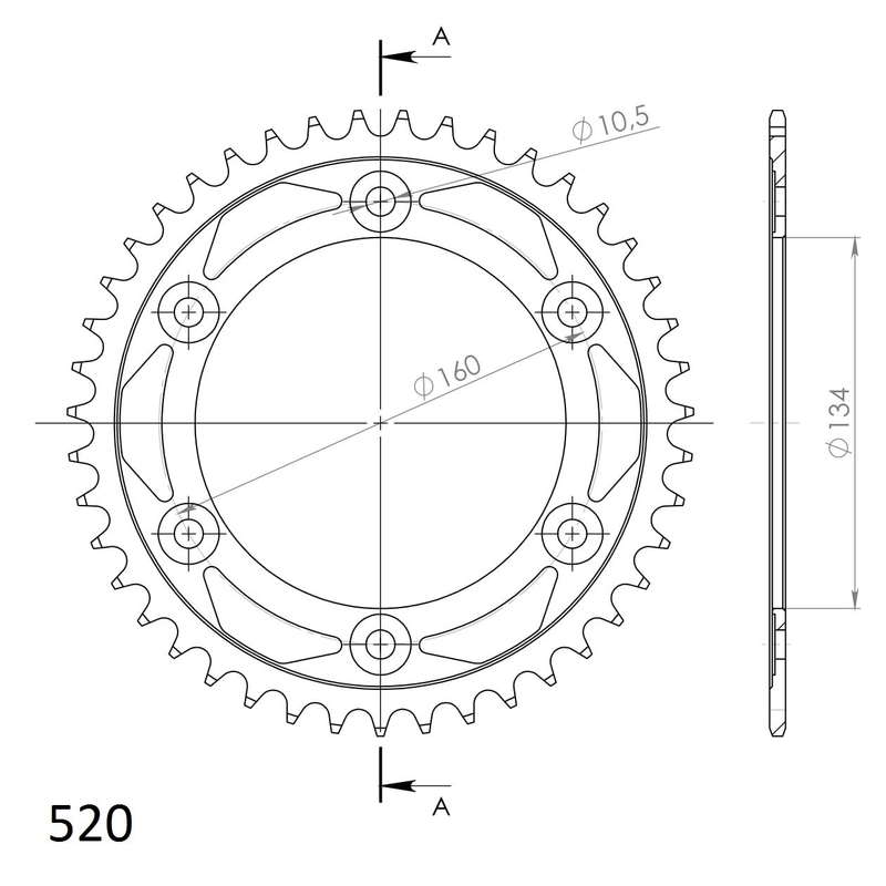 Rear sprocket SUPERSPROX black 43T, 520