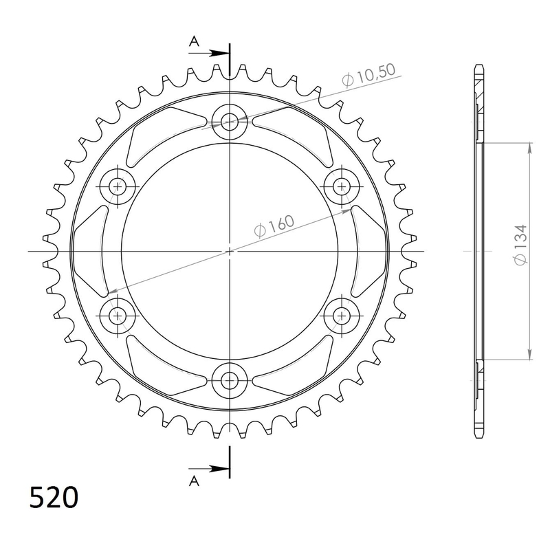 Rear sprocket SUPERSPROX black 44T, 520