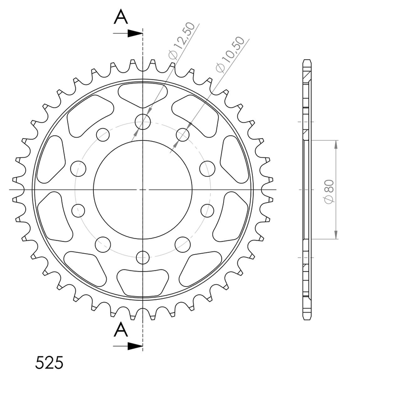 Rear sprocket SUPERSPROX black 40T, 525