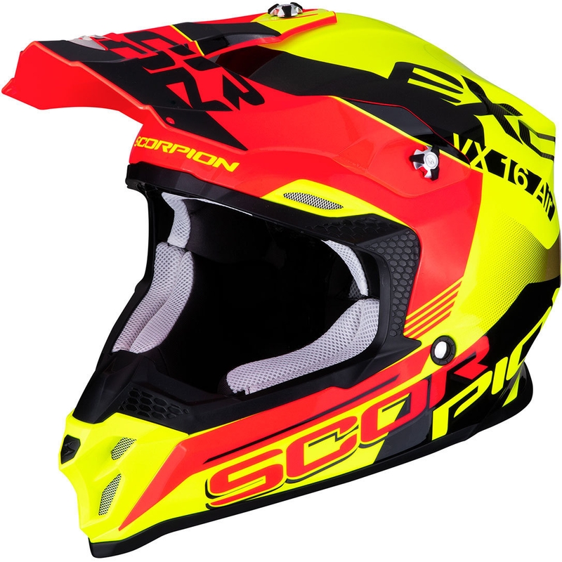 Motocrossowy kask Scorpion VX-16 Air Arhus żółto-czerwony wyprzedaż