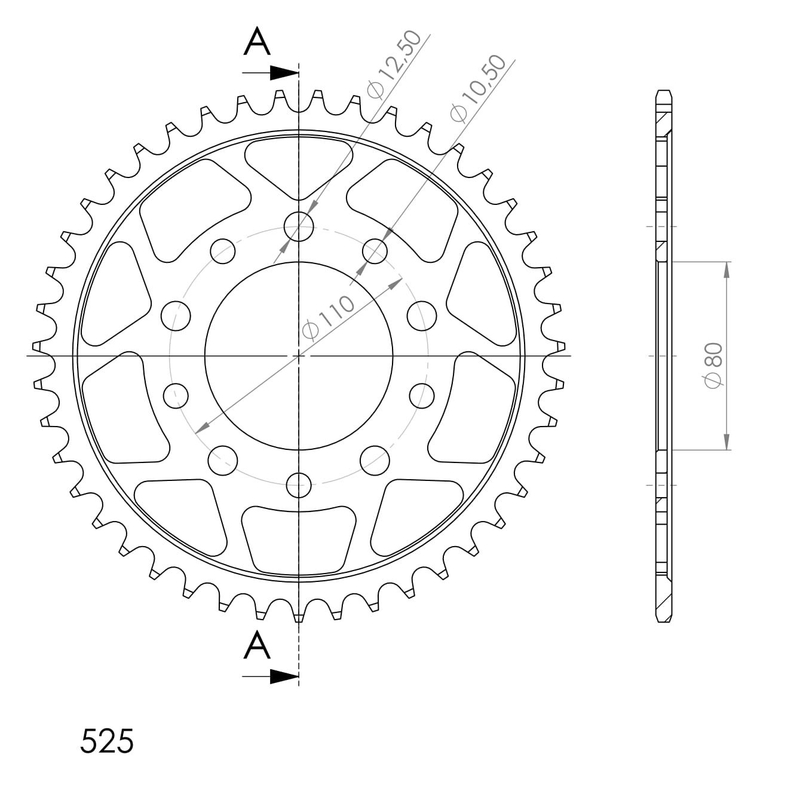 Rear sprocket SUPERSPROX black 43T, 525