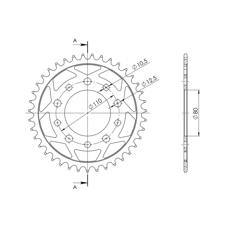 Rear sprocket SUPERSPROX black 39T, 520