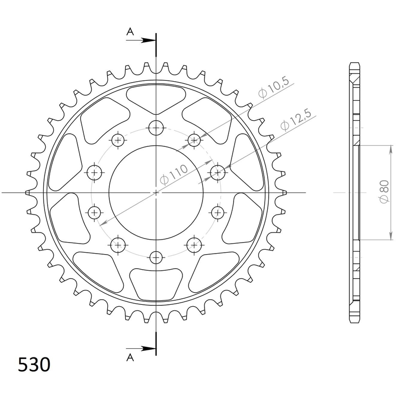 Rear sprocket SUPERSPROX black 42T, 530
