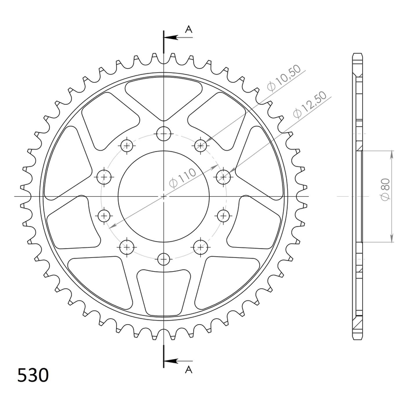 Rear sprocket SUPERSPROX black 48T, 530
