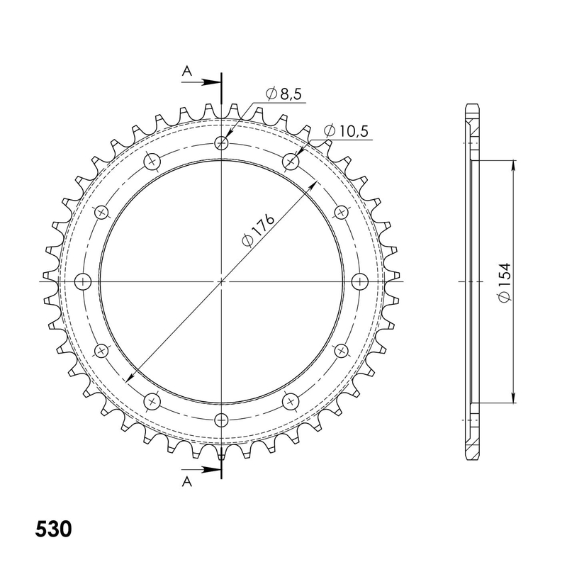 Rear sprocket SUPERSPROX black 43T, 530