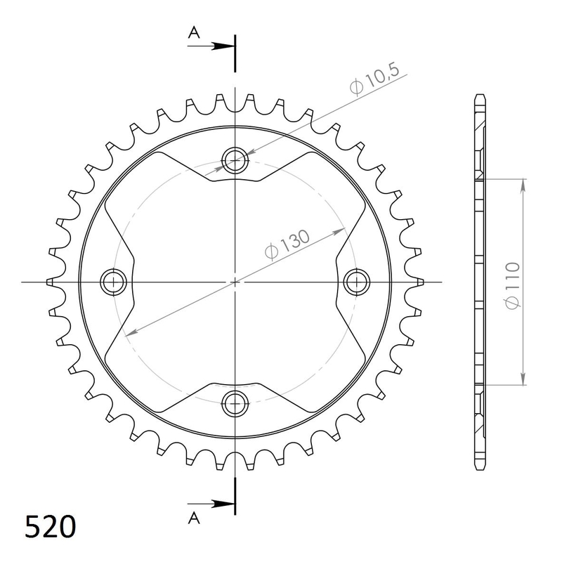 Rear sprocket SUPERSPROX black 38T, 520