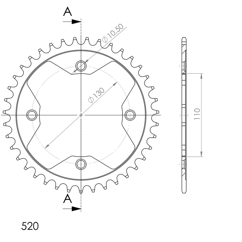 Rear sprocket SUPERSPROX black 39T, 520