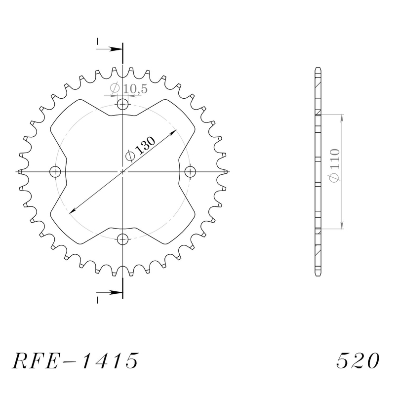 Rear sprocket SUPERSPROX black 38T, 520