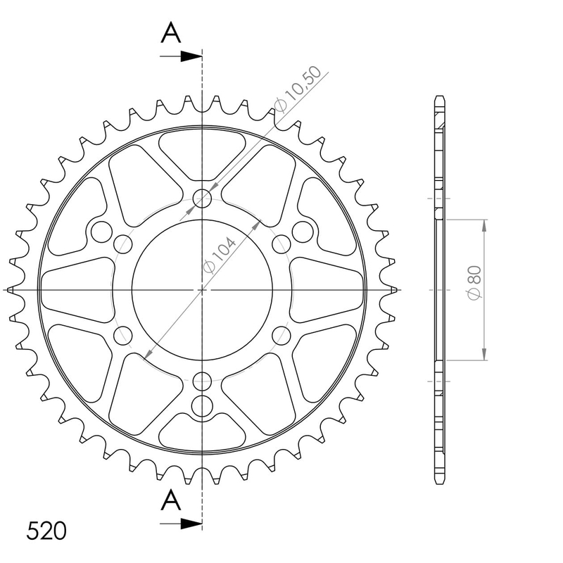 Rear sprocket SUPERSPROX black 42T, 520