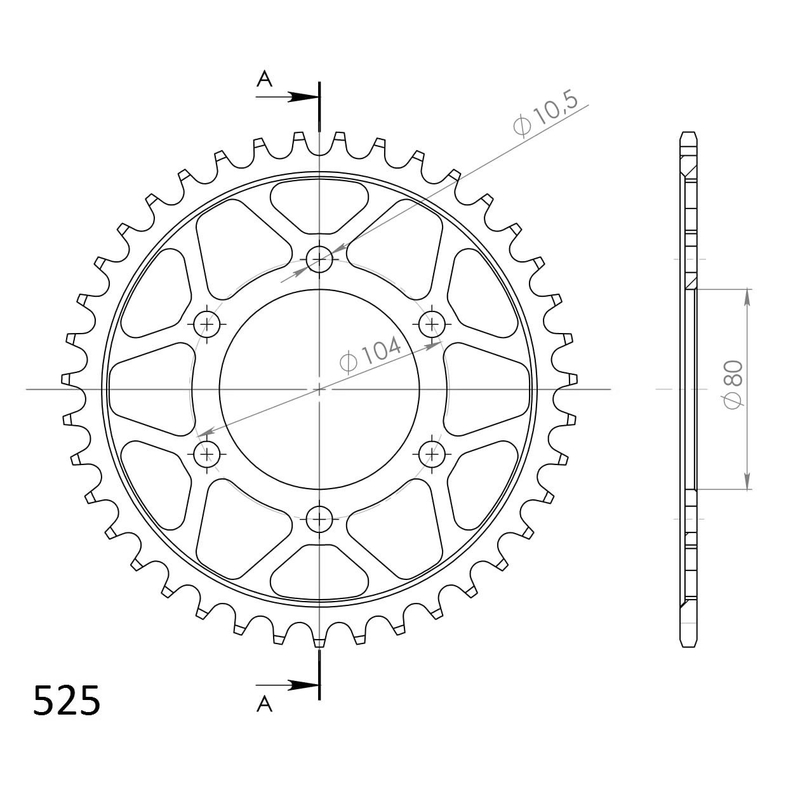 Rear sprocket SUPERSPROX black 39T, 525
