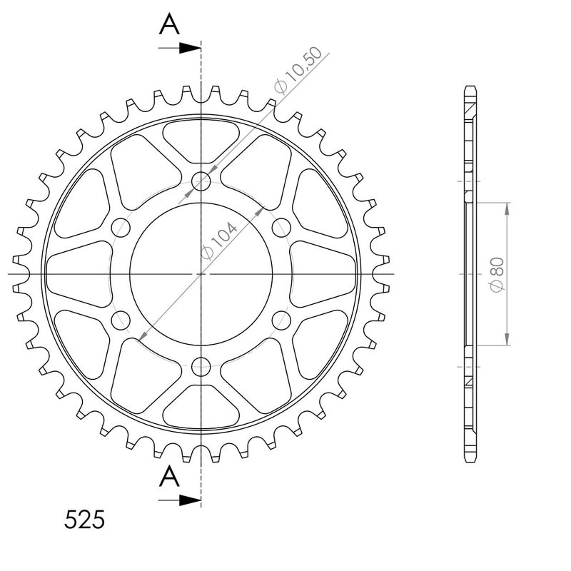 Rear sprocket SUPERSPROX black 40T, 525
