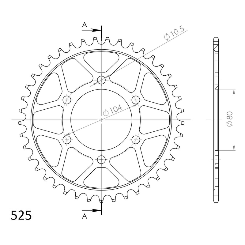 Rear sprocket SUPERSPROX black 41T, 525