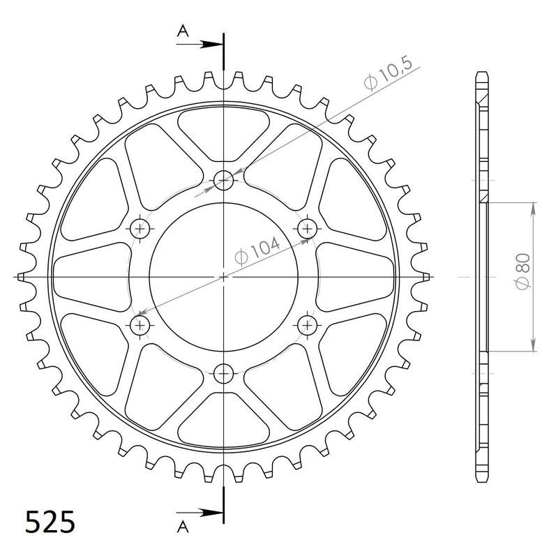 Rear sprocket SUPERSPROX black 42T, 525