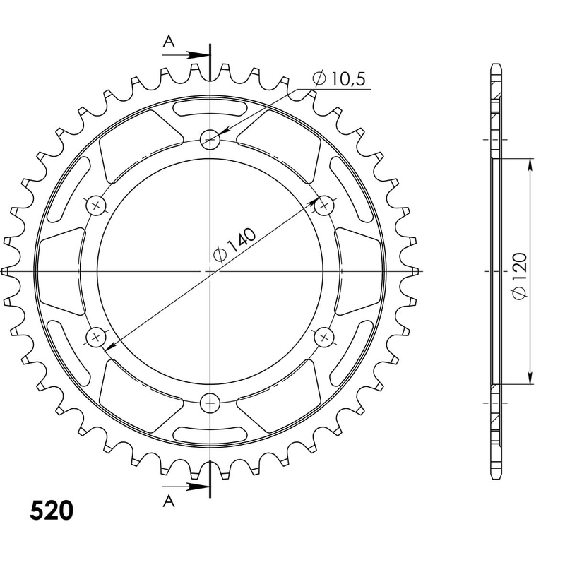 Rear sprocket SUPERSPROX black 42T, 520