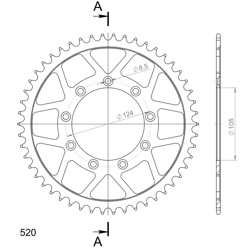 Rear sprocket SUPERSPROX black 50T, 520