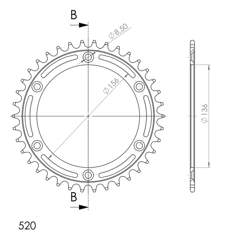 Rear sprocket SUPERSPROX black 38T, 520