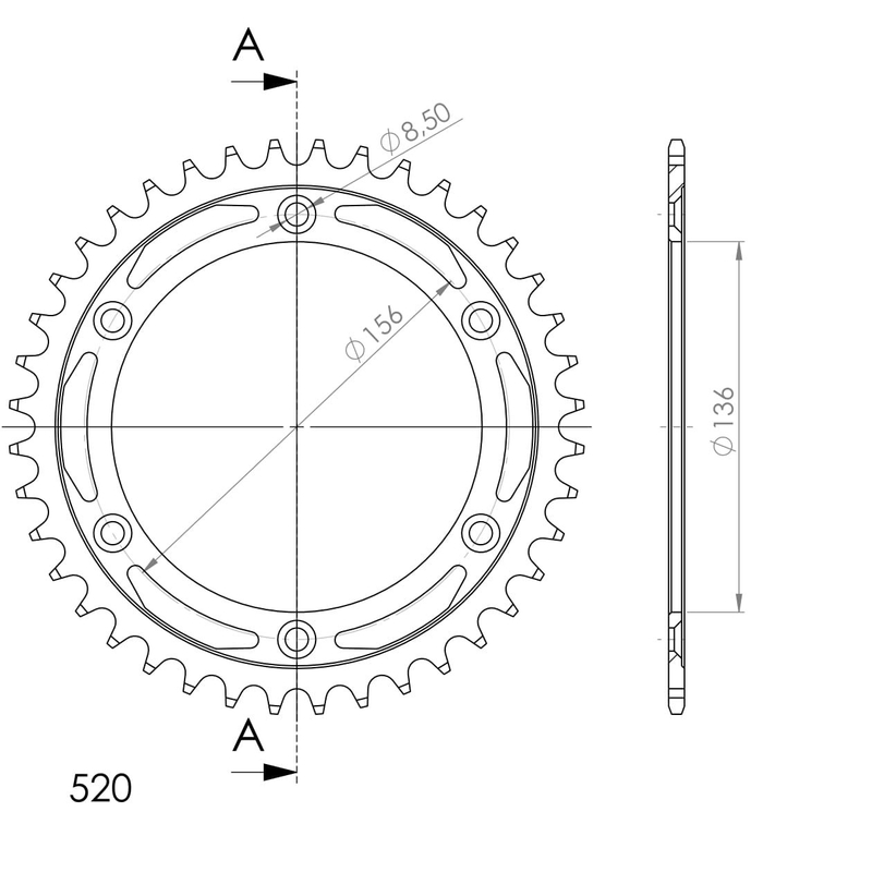Rear sprocket SUPERSPROX black 41T, 520