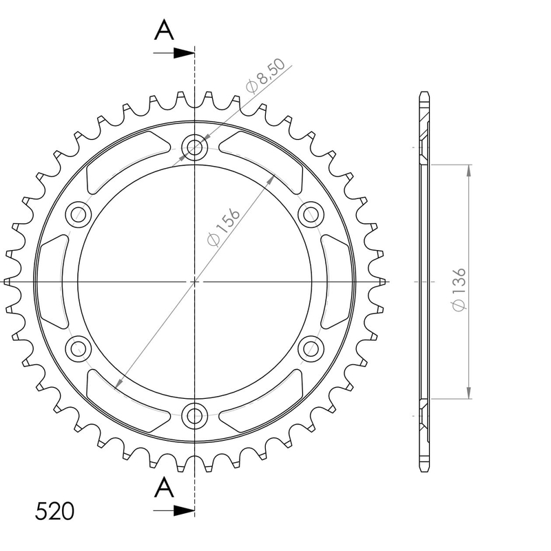 Rear sprocket SUPERSPROX black 42T, 520