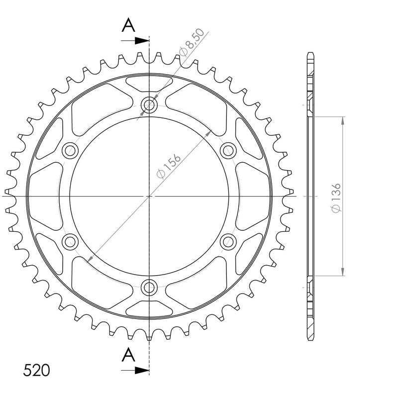 Rear sprocket SUPERSPROX black 47T, 520