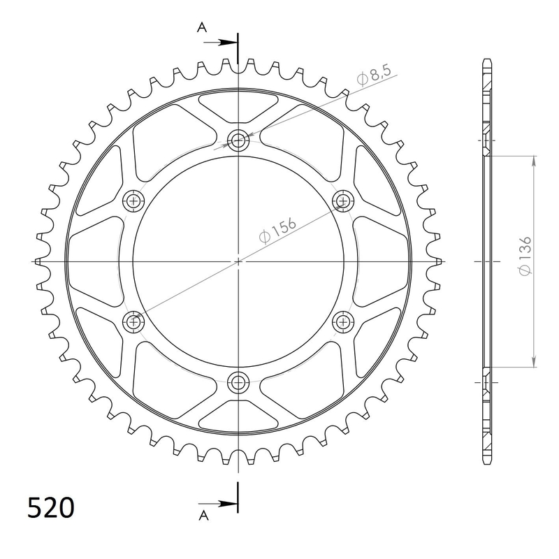 Rear sprocket SUPERSPROX black 48T, 520