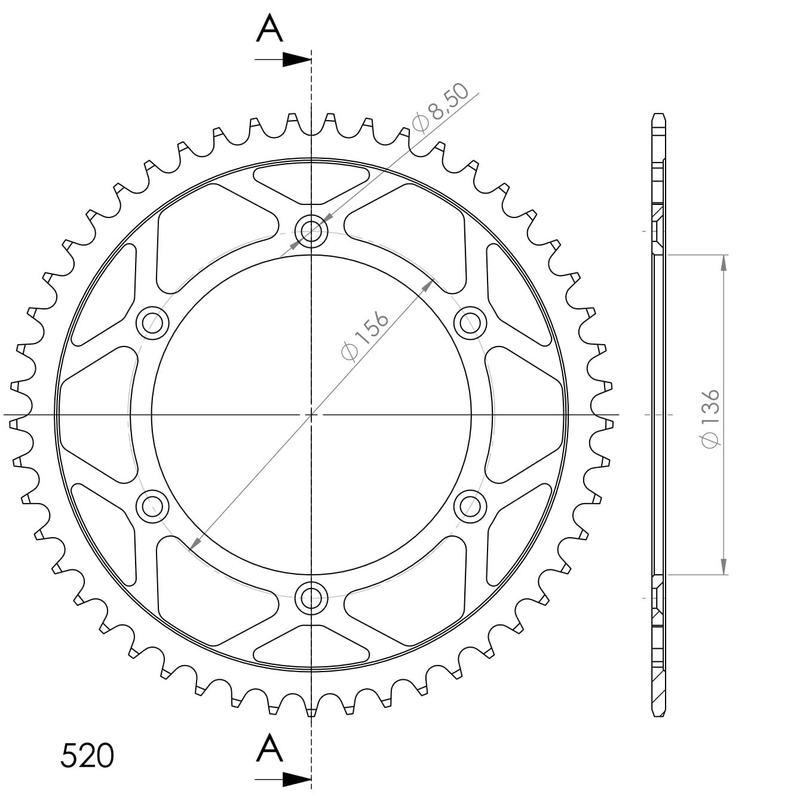 Rear sprocket SUPERSPROX black 49T, 520