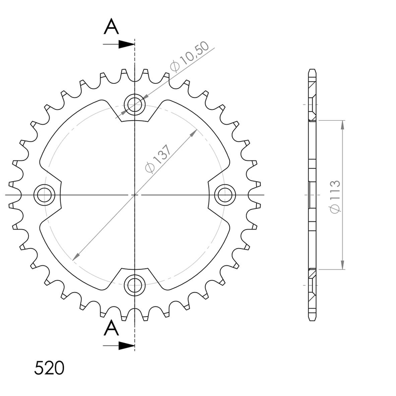 Rear sprocket SUPERSPROX black 36T, 520