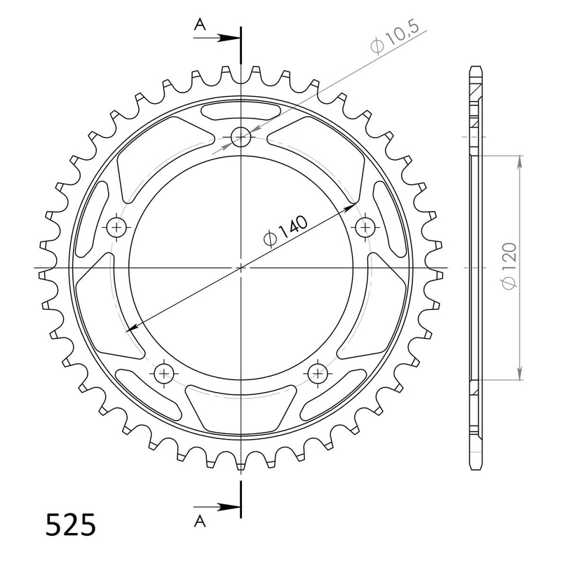 Rear sprocket SUPERSPROX black 41T, 525