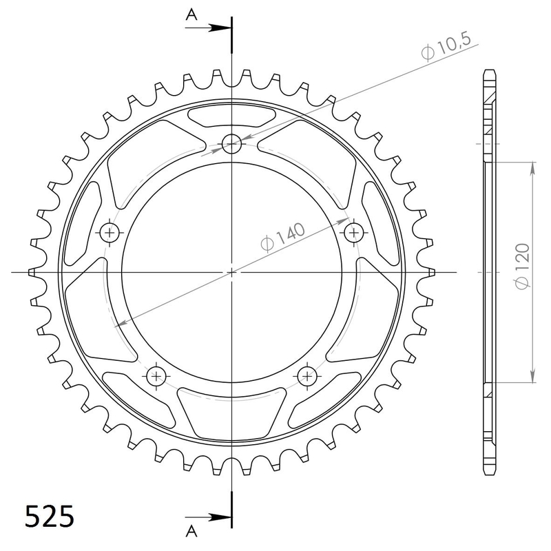 Rear sprocket SUPERSPROX black 42T, 525
