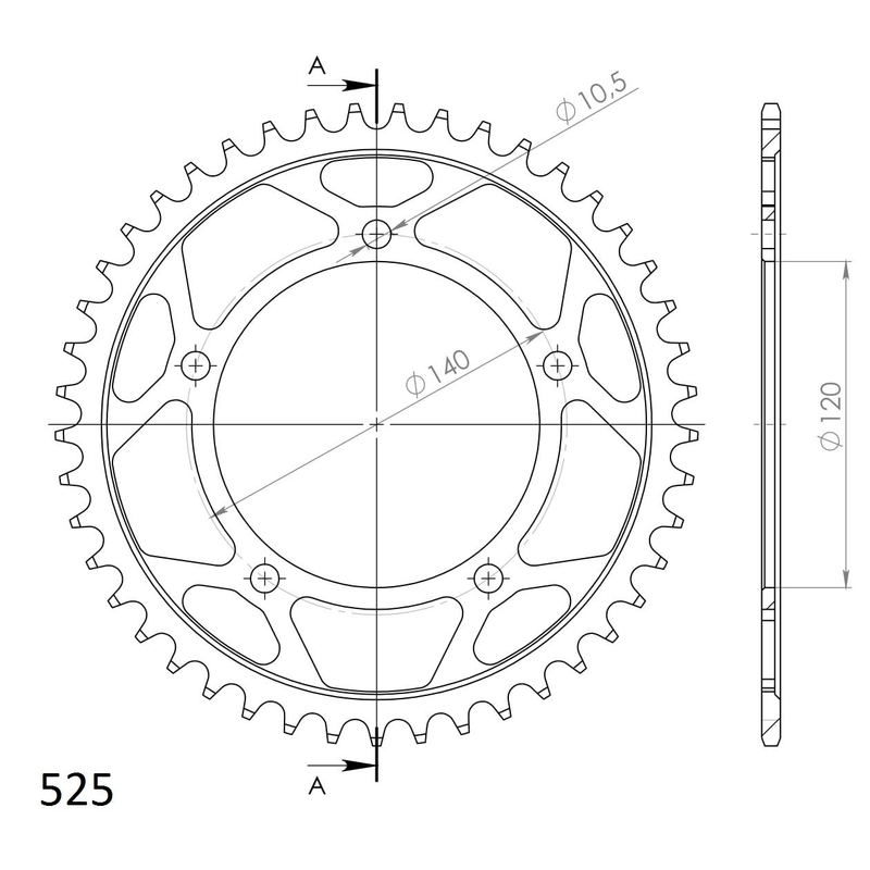 Rear sprocket SUPERSPROX black 45T, 525