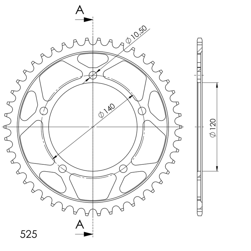 Rear sprocket SUPERSPROX black 46T, 525