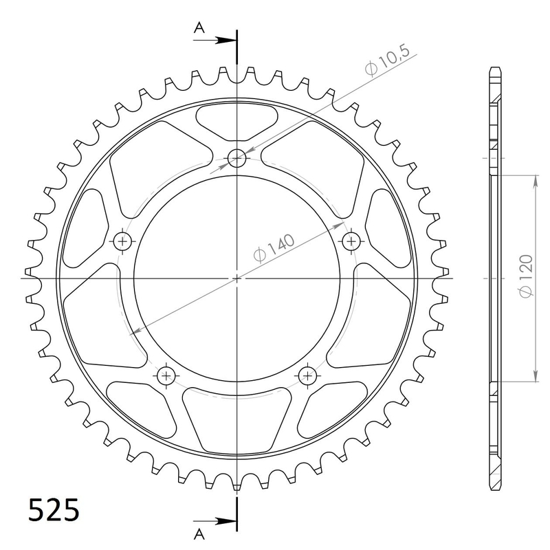 Rear sprocket SUPERSPROX black 47T, 525