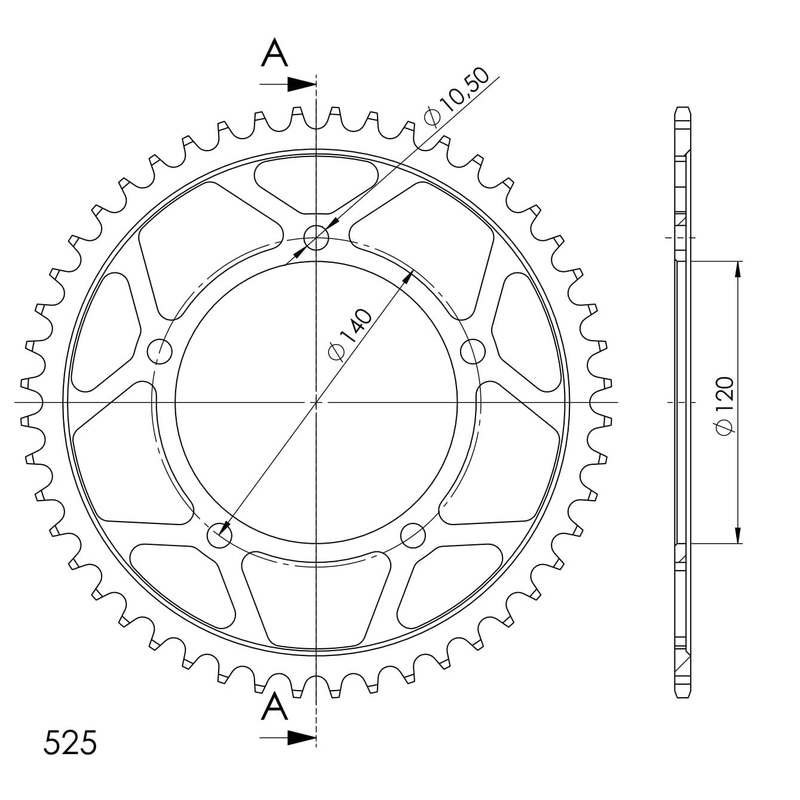 Rear sprocket SUPERSPROX black 48T, 525 wyprzedaż