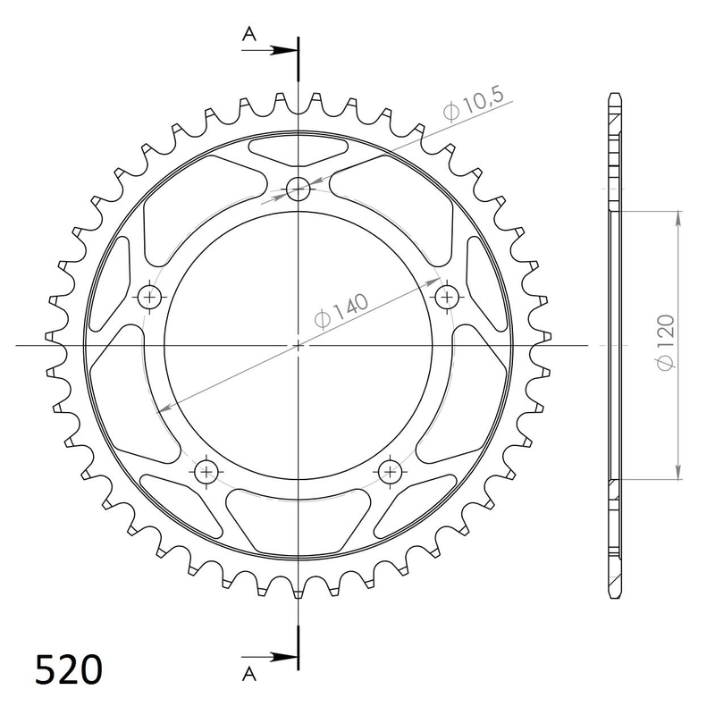 Rear sprocket SUPERSPROX black 43T, 520