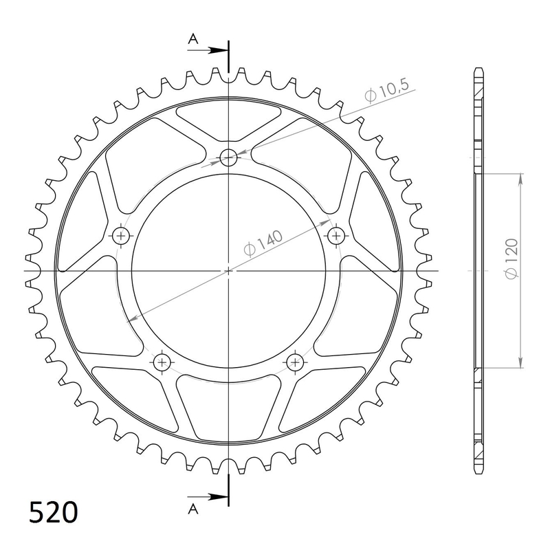 Rear sprocket SUPERSPROX black 48T, 520