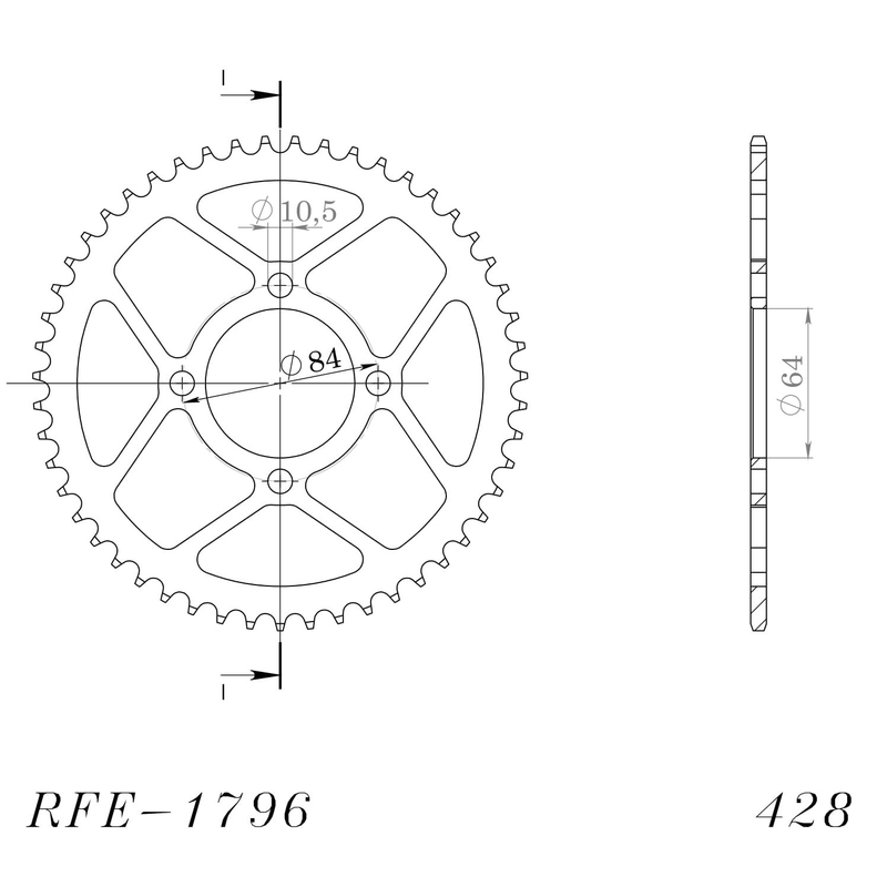 Rear sprocket SUPERSPROX black 49T, 428