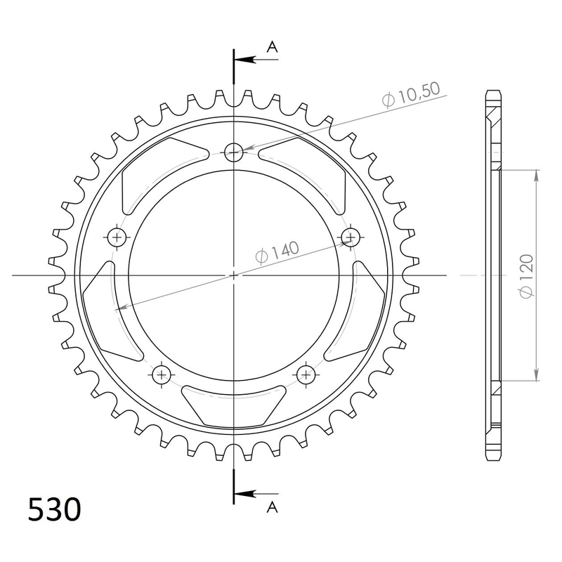 Rear sprocket SUPERSPROX black 40T, 530