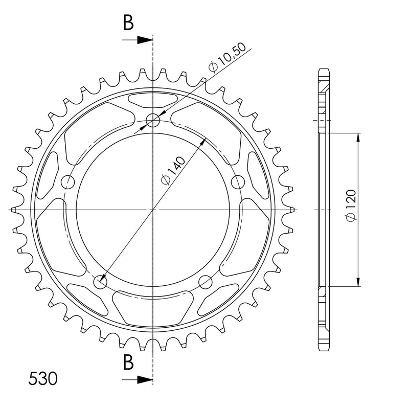 Rear sprocket SUPERSPROX black 42T, 530