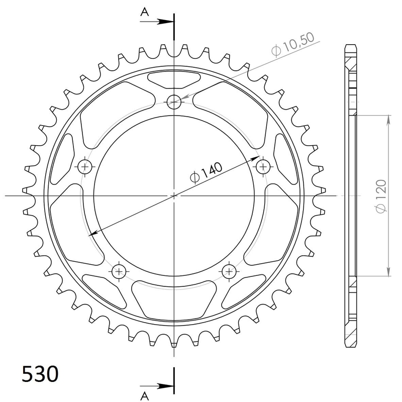 Rear sprocket SUPERSPROX black 43T, 530
