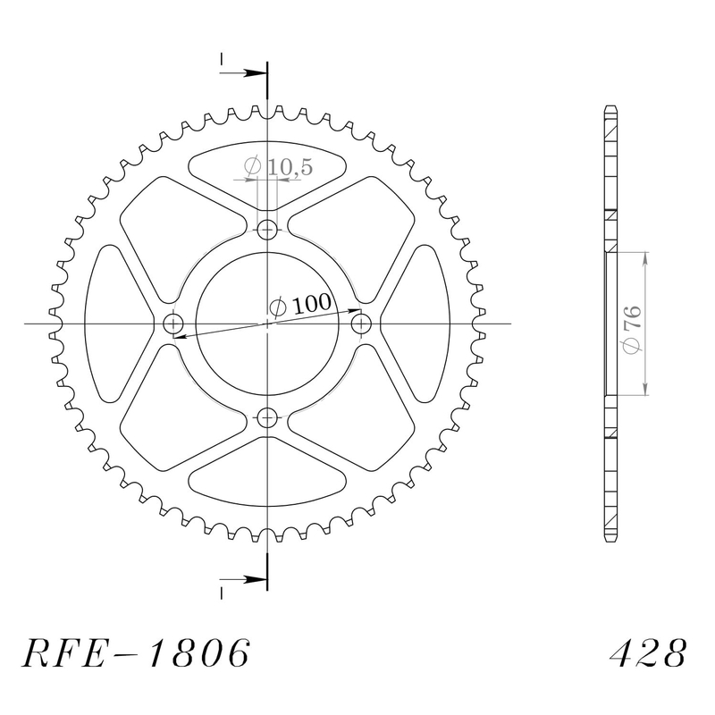 Rear sprocket SUPERSPROX black 56T, 428