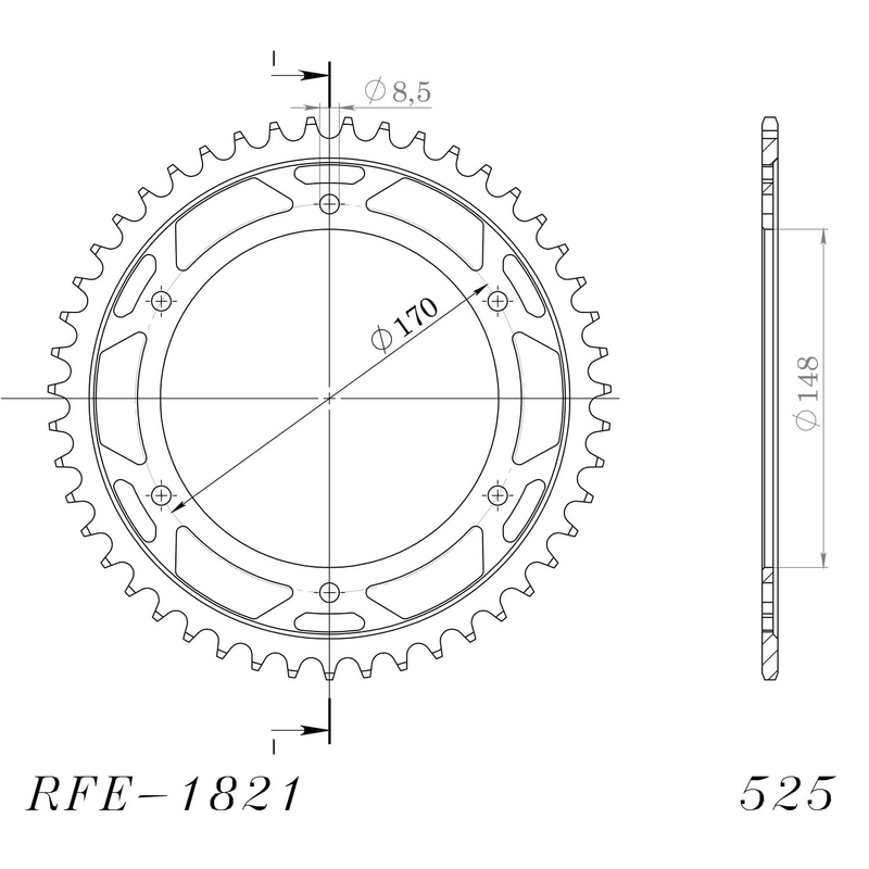 Rear sprocket SUPERSPROX black 47T, 525
