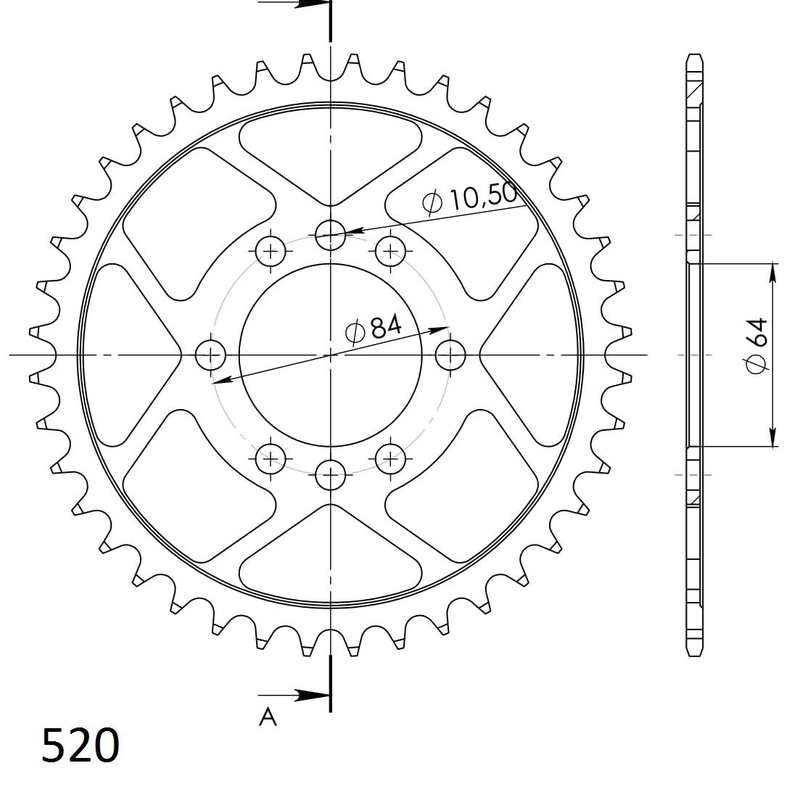 Rear sprocket SUPERSPROX black 40T, 520