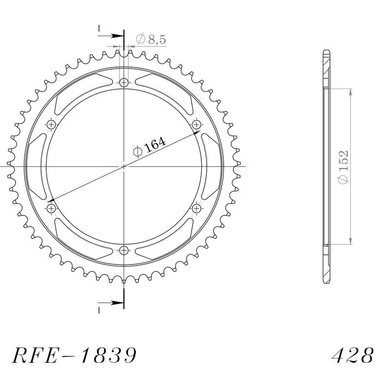 Rear sprocket SUPERSPROX black 55T, 428